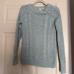GAP Women's Soft Blue Cable Knit Sweater